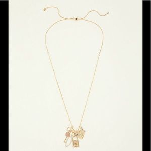 NWT Gold pave adjustable slide charm necklace